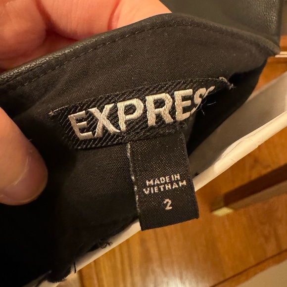 Express Gray Pencil Suit Skirt with Black Vegan Leather Y2K - Picture 4 of 4